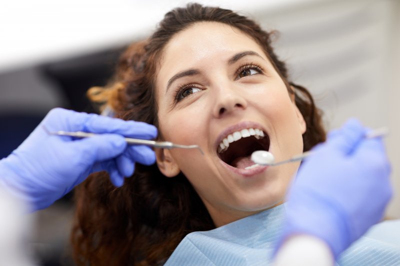 a young woman at the dentist